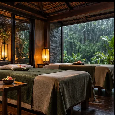 Rainy tropical treatment room