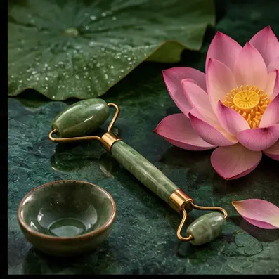 Jade roller and lotus