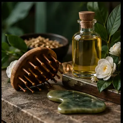 Camellia oil and massage tools